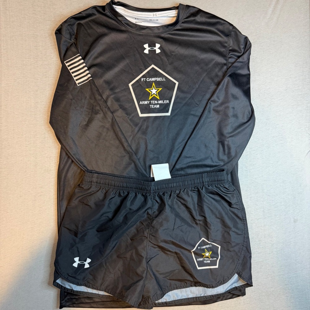 Under Armour Ft Campbell Army Team Shirt and Shorts Set Women's Small Black